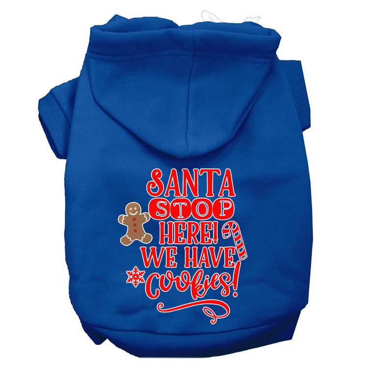 Santa, We Have Cookies Screen Print Dog Hoodie Blue XXL